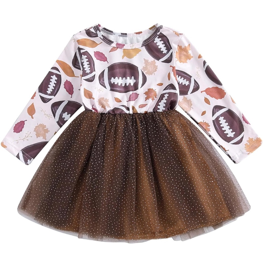 Football Print Long Sleeve Dress